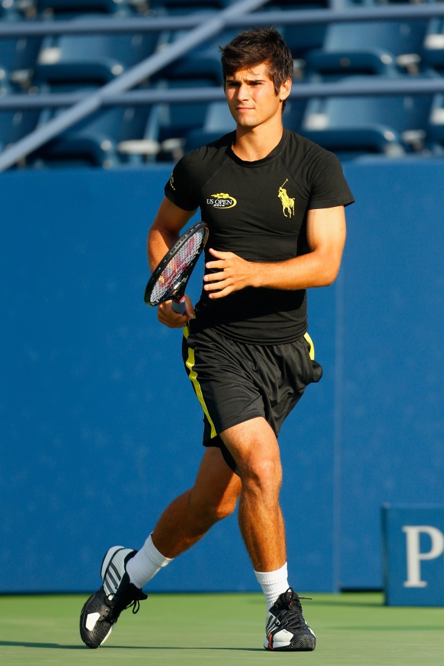 NEW YORK, NY - AUGUST 22: Marcos Giron is seen during a closed demo session prior to the start of the 2014 U.S. Open at the USTA Billie Jean King National Tennis Center on August 22, 2014 in New York City. (Photo by Mike Stobe/Getty Images for USTA)