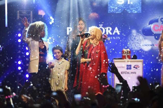 LONDON, ENGLAND - NOVEMBER 01:  Global Superstar Kylie Minogue (R) Lights up Oxford Street at Pandora Switch On with (L-R) Fleur East, Evie Hone and Lisa Snowdon on November 1, 2015 in London, England.  (Photo by Tabatha Fireman/Getty Images for New West End Company) *** Local Caption *** Fleur East; Evie Hone; Lisa Snowdon; Kylie Minogue