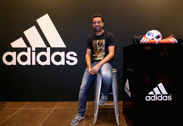 DUBAI, UNITED ARAB EMIRATES - NOVEMBER 23:  Spanish football legend Xavi opens adidas zone in the new flagship Go-Sports Store in the Mall of Emirates Dubai. One of the greatest footballers of all time met with adidas competition winners and showcased his talents in adidas skills cage on November 23, 2015 in Dubai, United Arab Emirates.  (Photo by Francois Nel/Getty Images for adidas) *** Local Caption *** Xavi